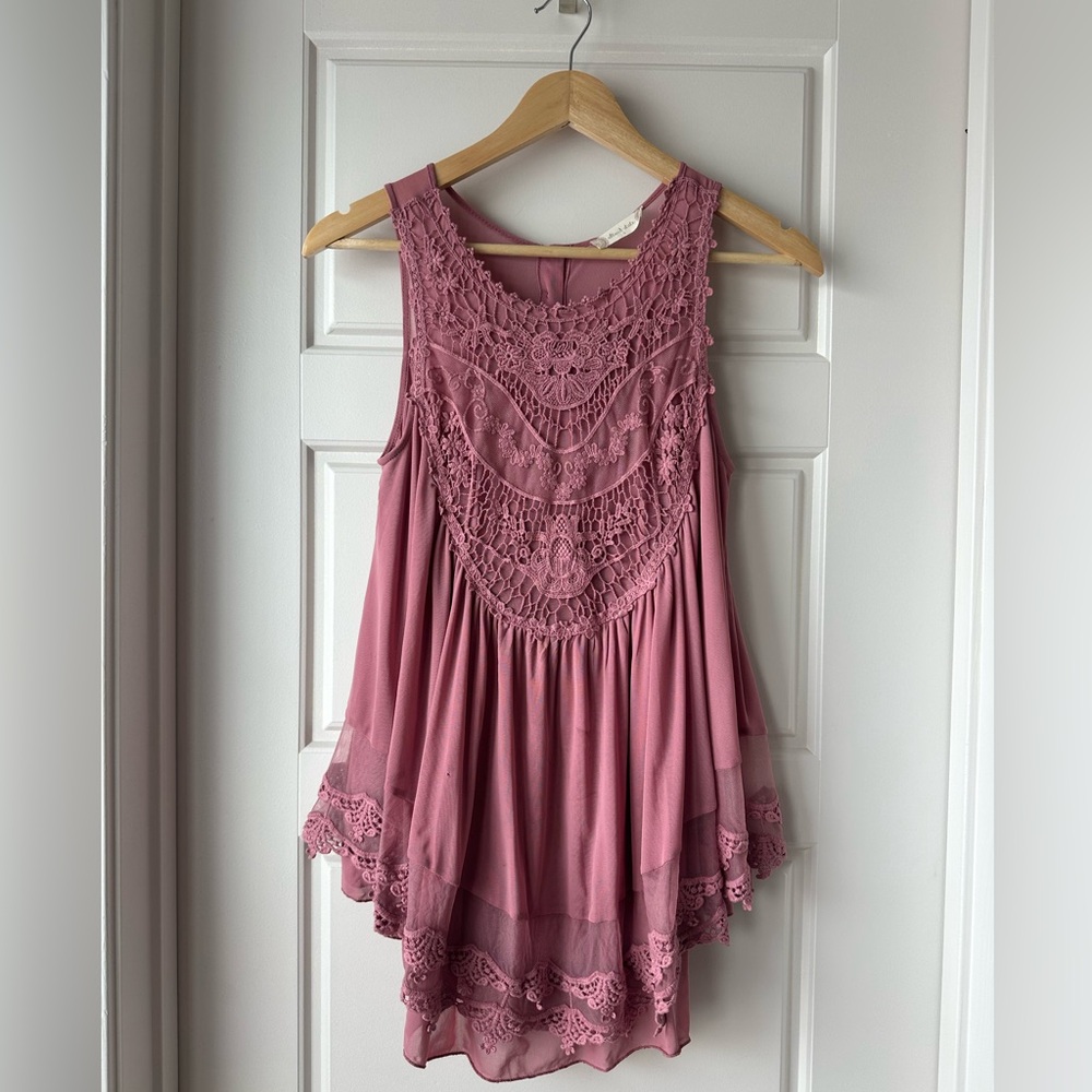 Altar'd State Pink Lace Tank Top